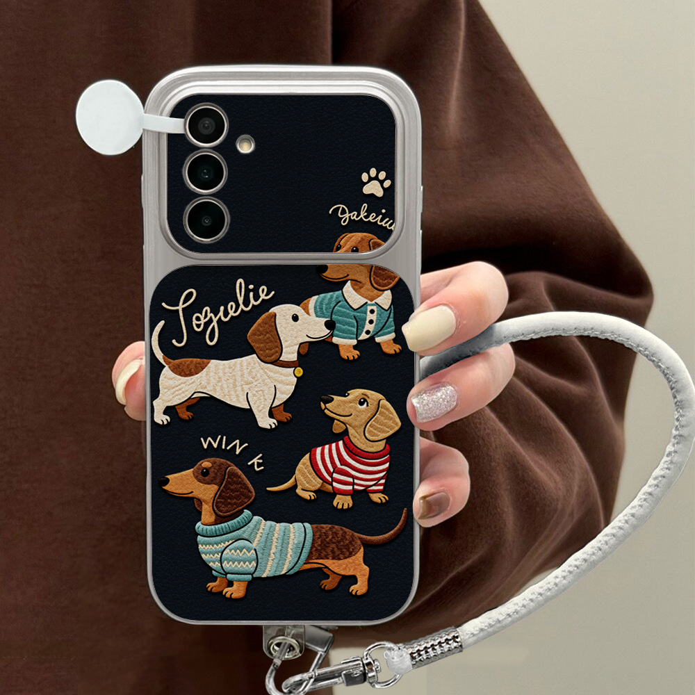 Camera Lens Protector - Cartoon Dachshund Phone Case For Samsung