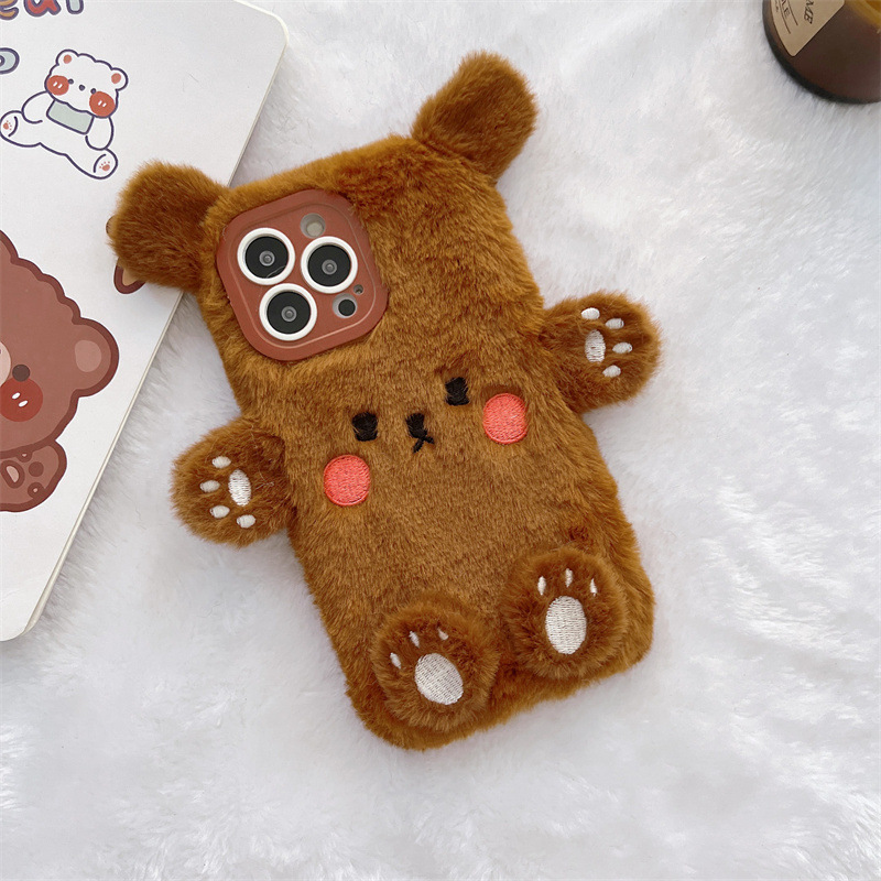 Korean 3D Cartoon Bear Fluffy  - Apple Iphone 16 review and price